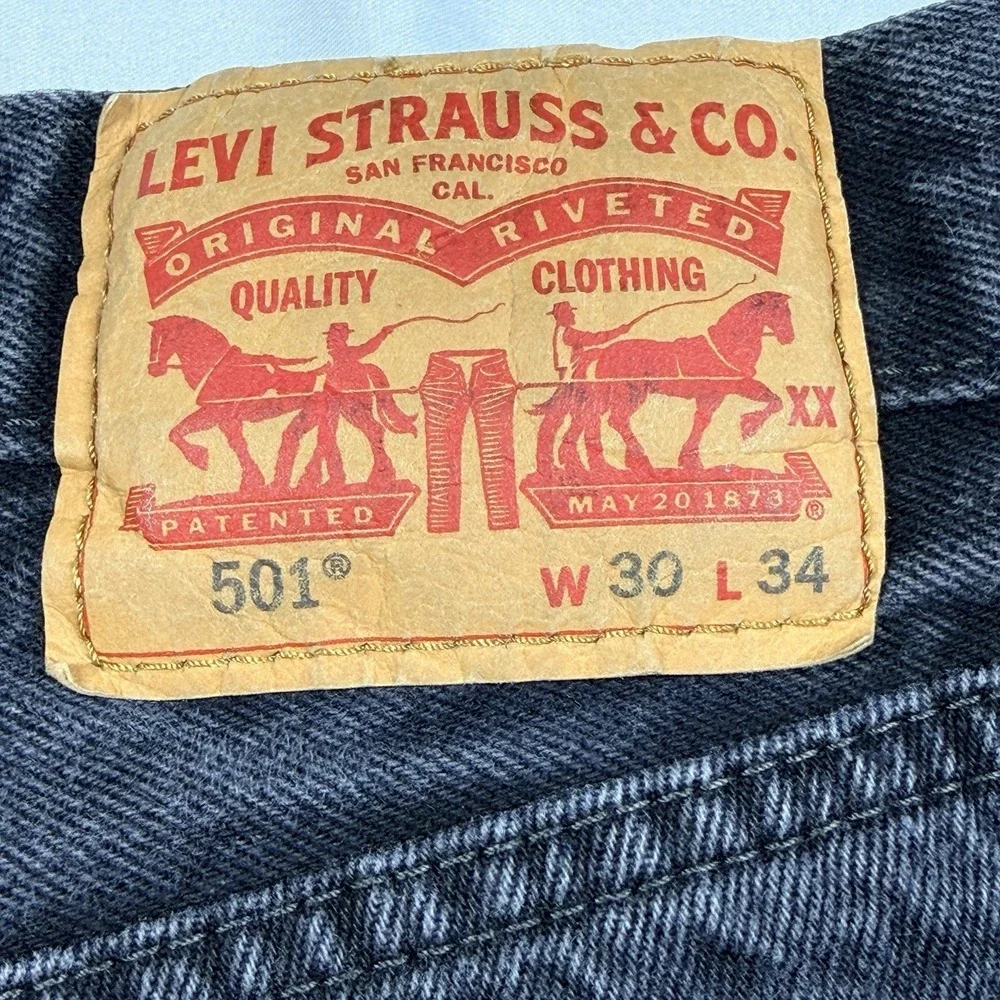 Levi's 501 Men's Straight Leg Button Fly Faded Black Acid Wash 30x34(29/32)